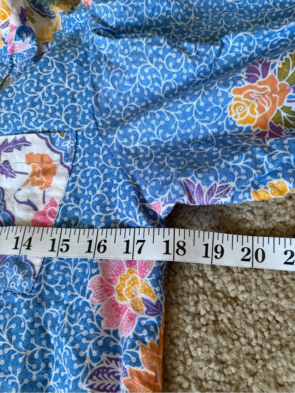 V.DE.VINSTER Floral Button Front Shirt Dress Blue Pink Boho Puff Sleeve Medium - Picture 8 of 12